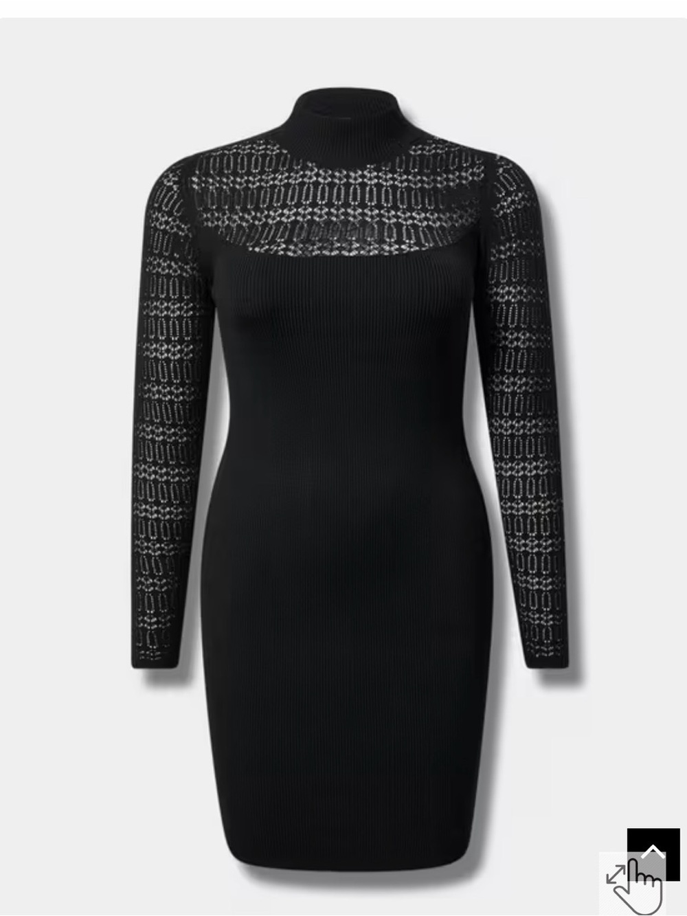 Mini Long Sleeve Rib Pointelle Mock Neck Sweater Dress